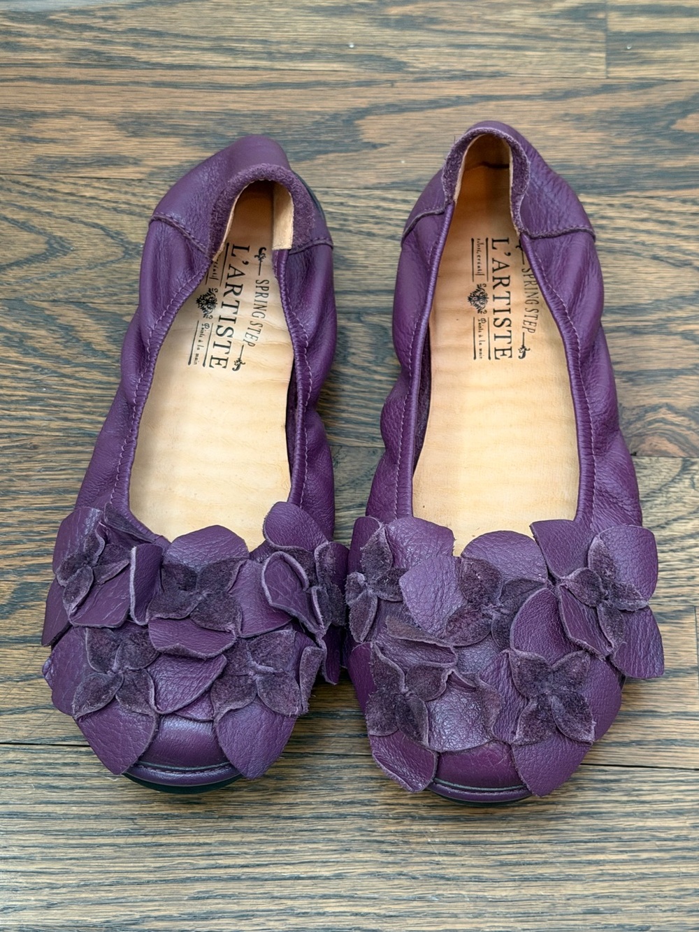 L’Artiste Smile Mary Jane Flats Purple Leather Floral Shoes US 6.5 - 7 EU 37 - Picture 2 of 10